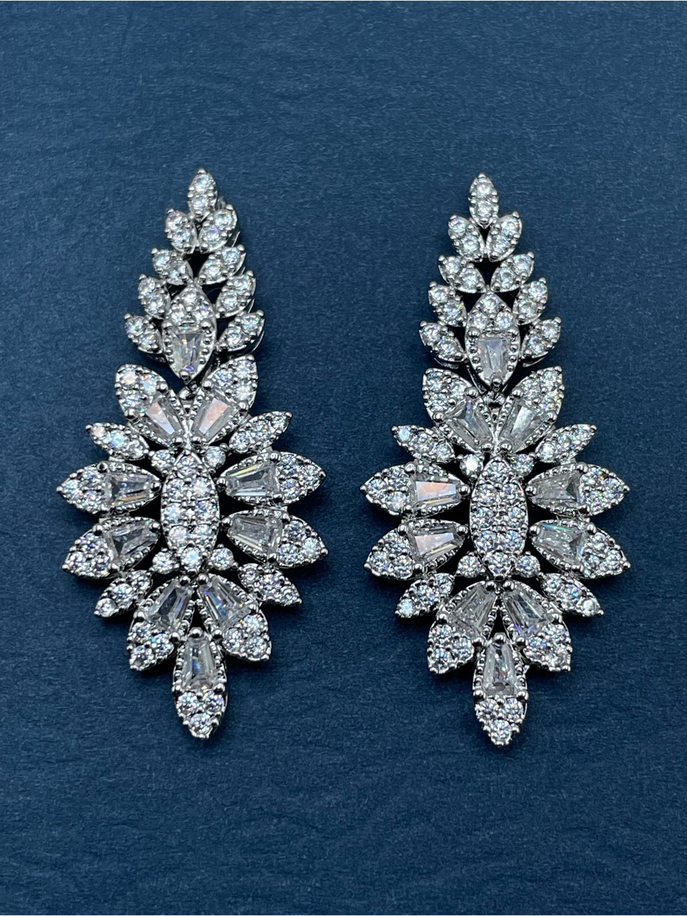 Swarovski Crystal Elements White Swarovski Crystal Art Deco Dangle Earrings